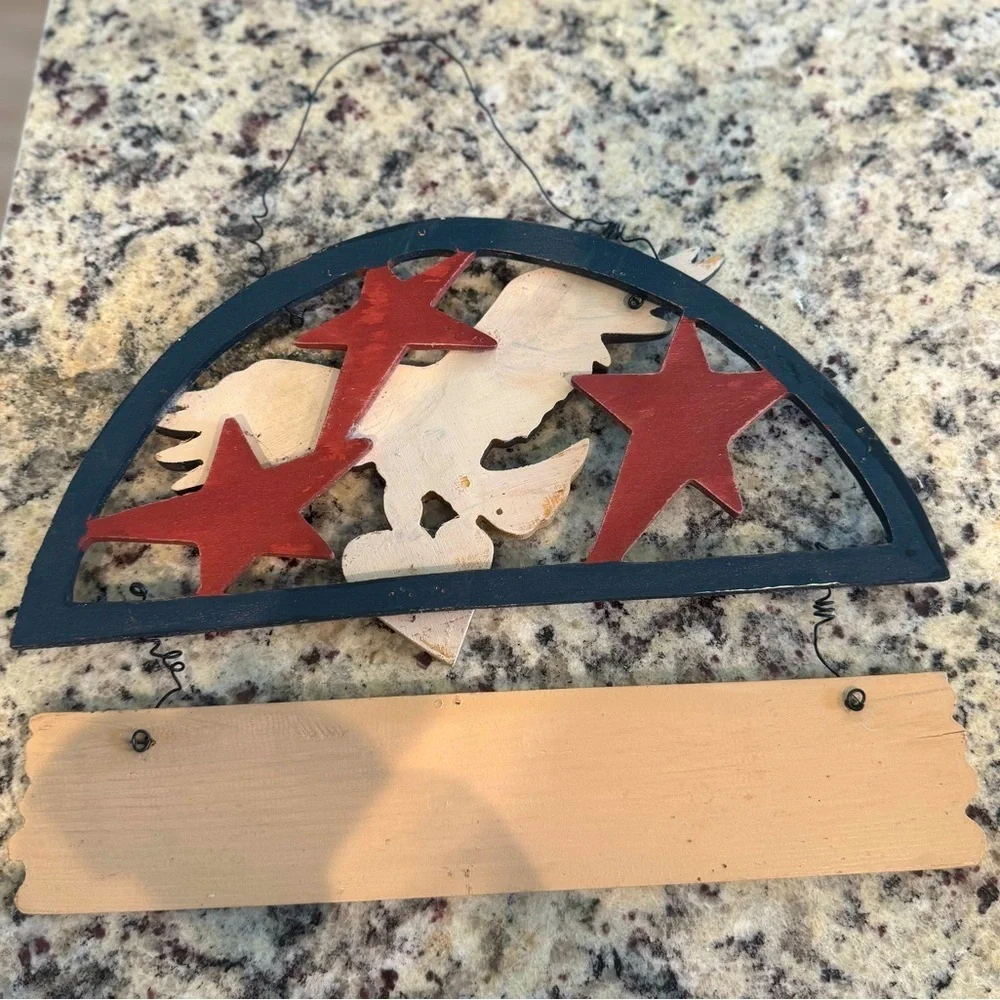 Patriotic Outdoor Welcome Home Sign with Eagle